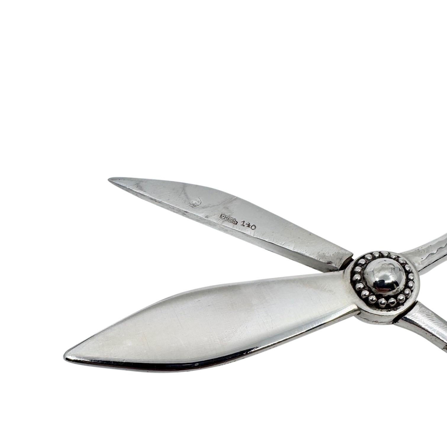 Art Nouveau Georg Jensen Sterling Silver Ornamental Grape Shears #140 For Sale