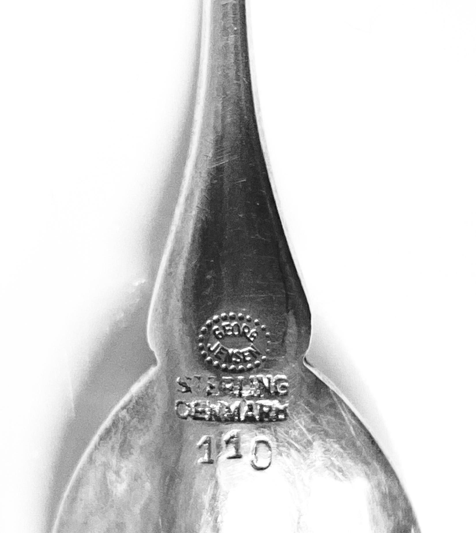 Georg Jensen Sterling Silver Condiment  Salt Spoon #110 In Good Condition In Toronto, Ontario