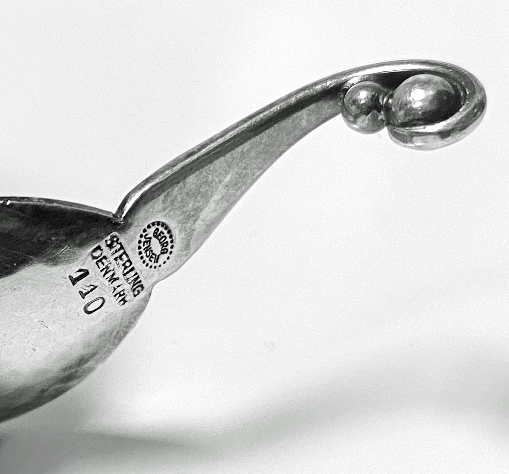 Georg Jensen Sterling Silver Condiment Salt Spoon #110 In Good Condition In Toronto, Ontario