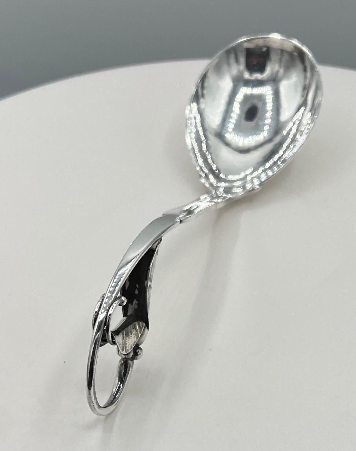 20th Century Georg Jensen Sterling Silver Ornamental Serving Spoon #141 For Sale