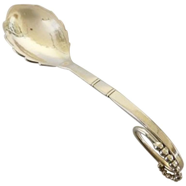 Georg Jensen Sterling Silver Ornamental Serving Spoon No 41 For Sale