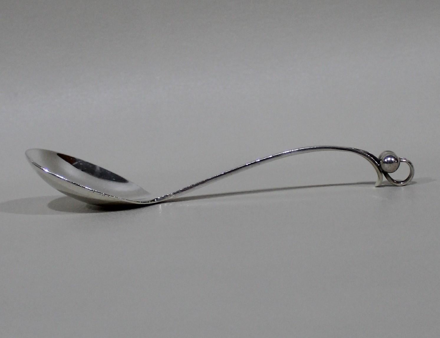 Hand-Crafted Georg Jensen Sterling Silver Ornamental Serving Spoon