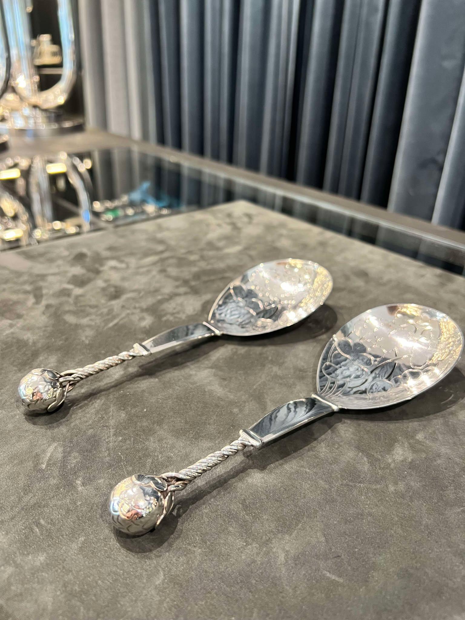 Georg Jensen Sterlingsilber Ornamental Erdbeer-Löffel-Set #35 (Art nouveau) im Angebot