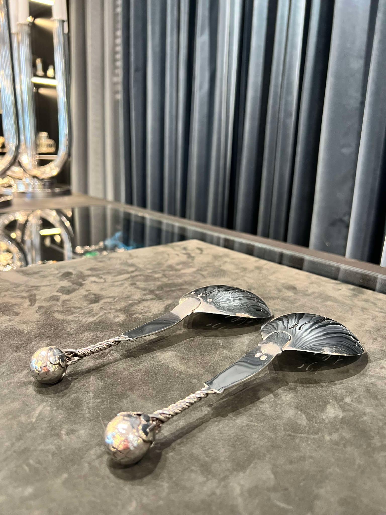 Georg Jensen Sterlingsilber Ornamental Erdbeer-Löffel-Set #35 (Dänisch) im Angebot