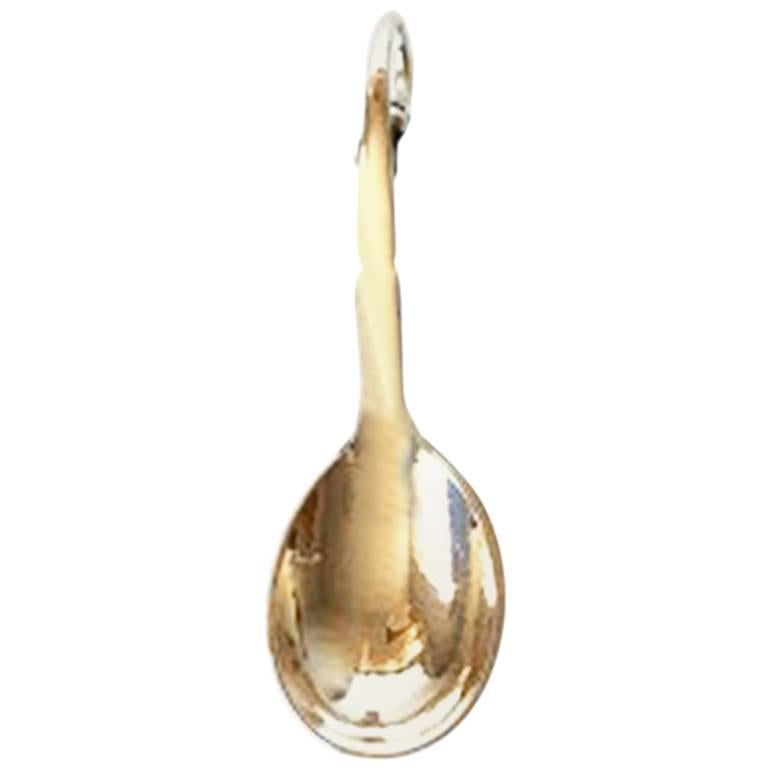 Georg Jensen Sterling Silver Ornamental Sugar Spoon #21 For Sale