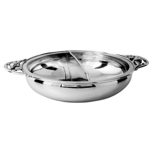 Georg Jensen Sterling Silver Oval Blossom Bowl 2D For Sale