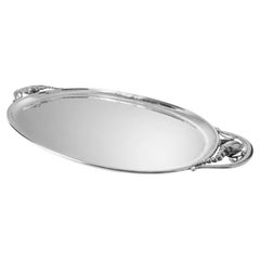 Plateau à fleurs ovale en argent sterling Georg Jensen 2E