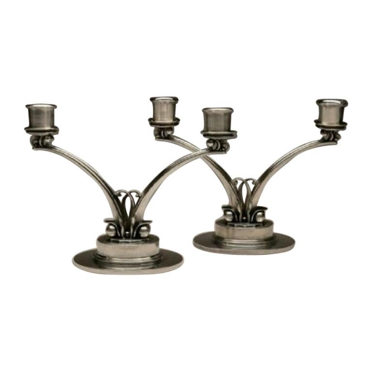 Georg Jensen Sterling Silver Pair Candelabra Harald Nielsen 278 Midcentury Mod