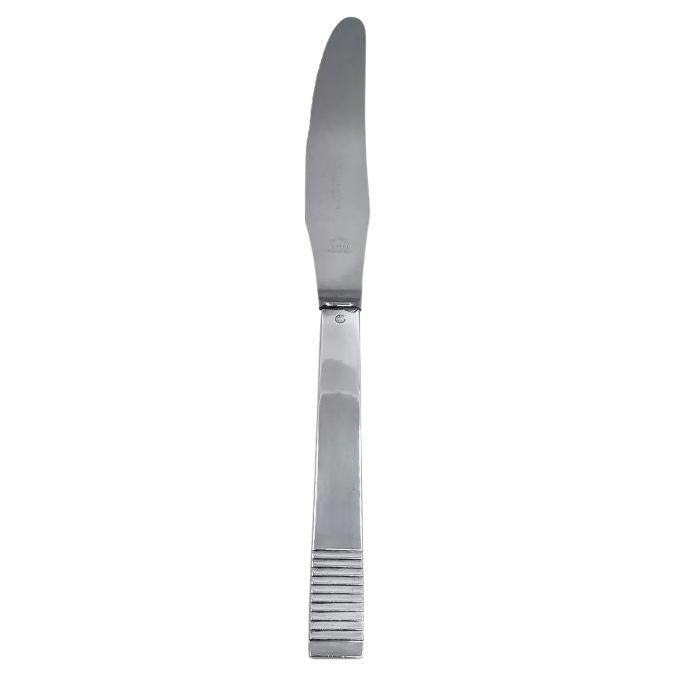 Georg Jensen Sterling Silver Parallel Dinner Knife with Long Handle Serrated For Sale