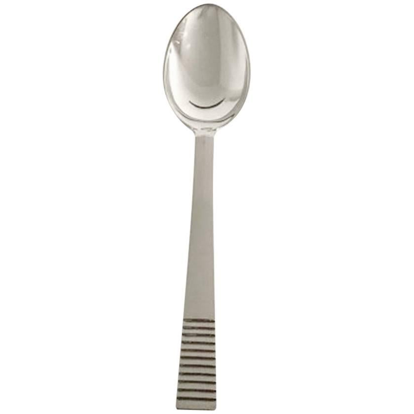 Georg Jensen Sterling Silver Parallel Large Dinner Spoon #001A For Sale