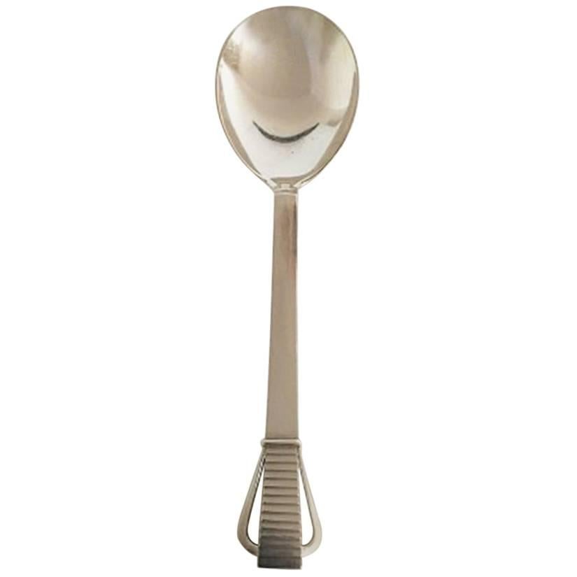 Georg Jensen Sterling Silver Parallel Serving Spoon, Medium #113 For Sale