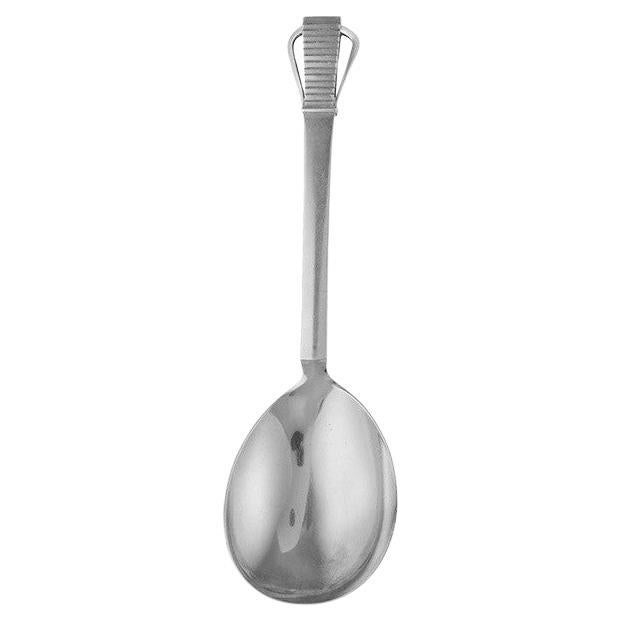 Georg Jensen Sterling Silver Parallel Serving Spoon Medium 113 For Sale