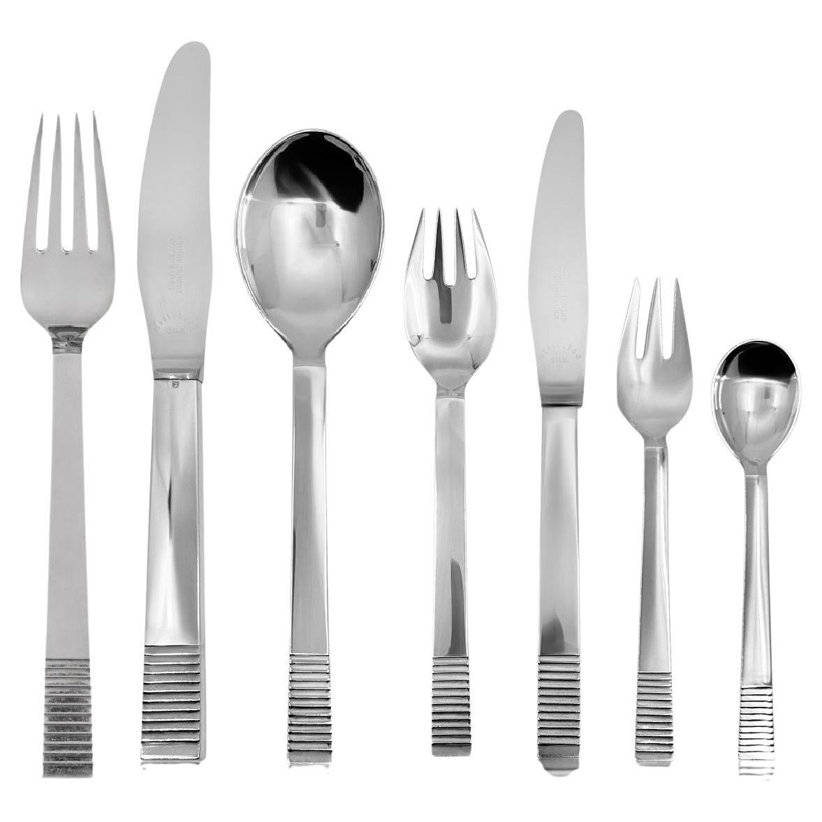 Georg Jensen Sterling Silver Parallel Silverware For 12