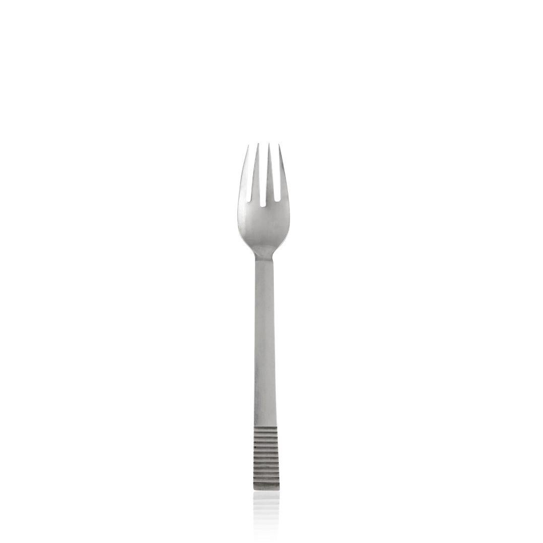 Danish Georg Jensen Sterling Silver Parallel Silverware For Eight For Sale