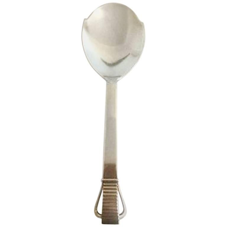Georg Jensen Sterling Silver Parellel Serving Spoon For Sale