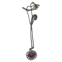 Georg Jensen Sterling Silver Pendant with Light Purple Stone No 436