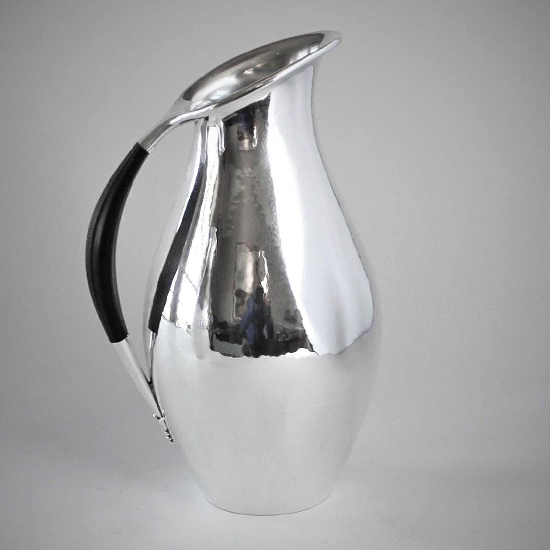 Danish Georg Jensen Sterling Silver Pitcher with Ebony Handle, No.432E by Johan Rohde For Sale