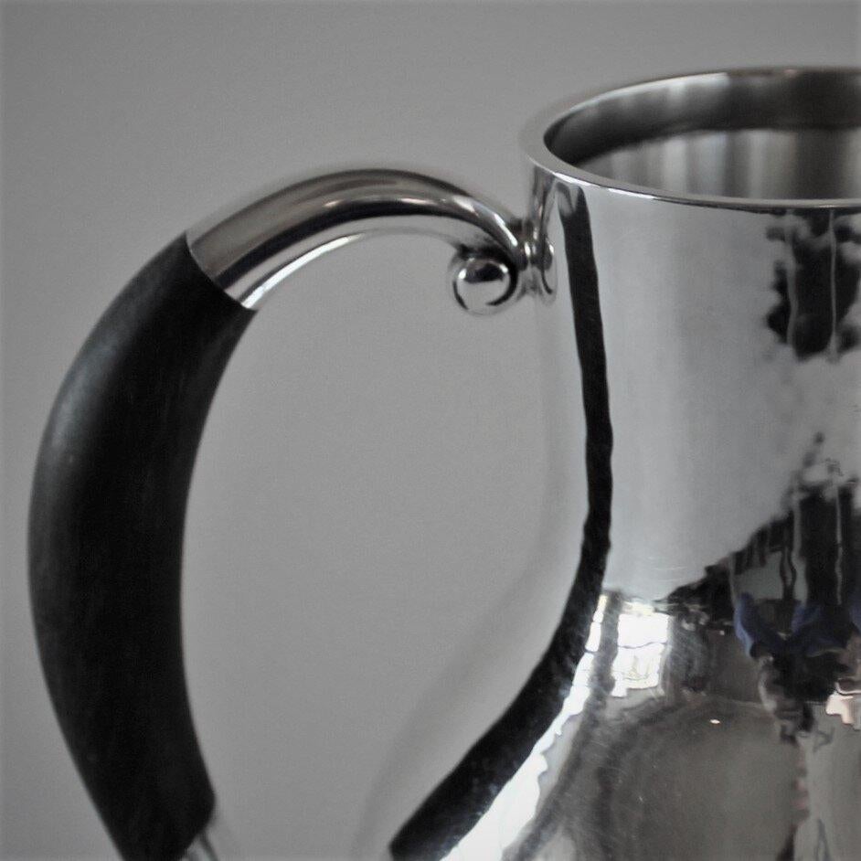 Art Deco Georg Jensen Sterling Silver Pitcher with Ebony Handle, No.743 by Johan Rohde For Sale