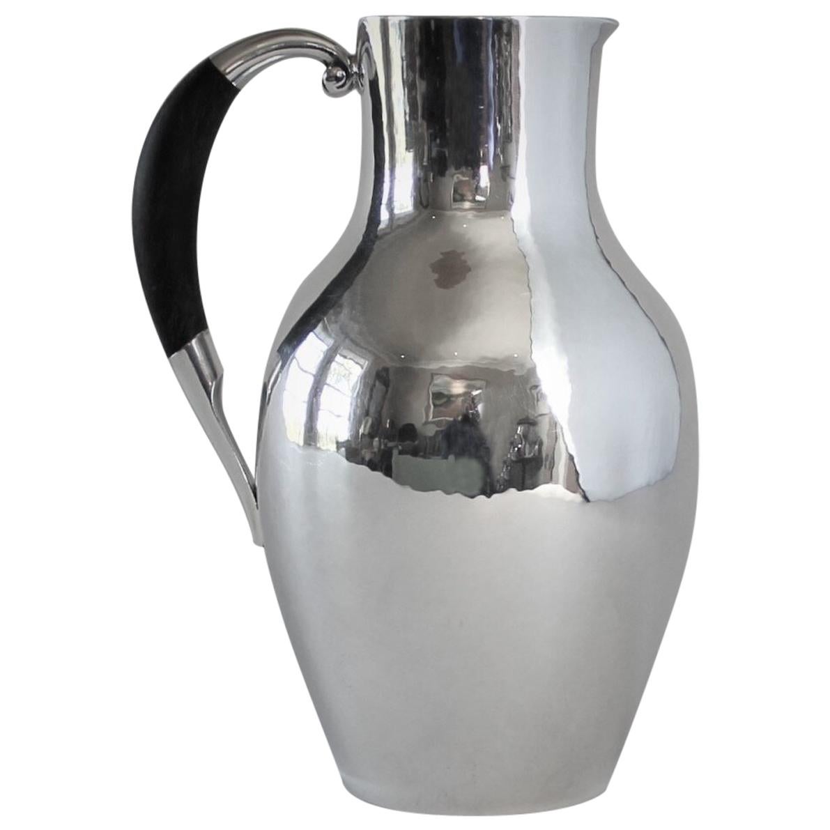 Georg Jensen Sterling Silver Pitcher with Ebony Handle, No.743 by Johan Rohde For Sale
