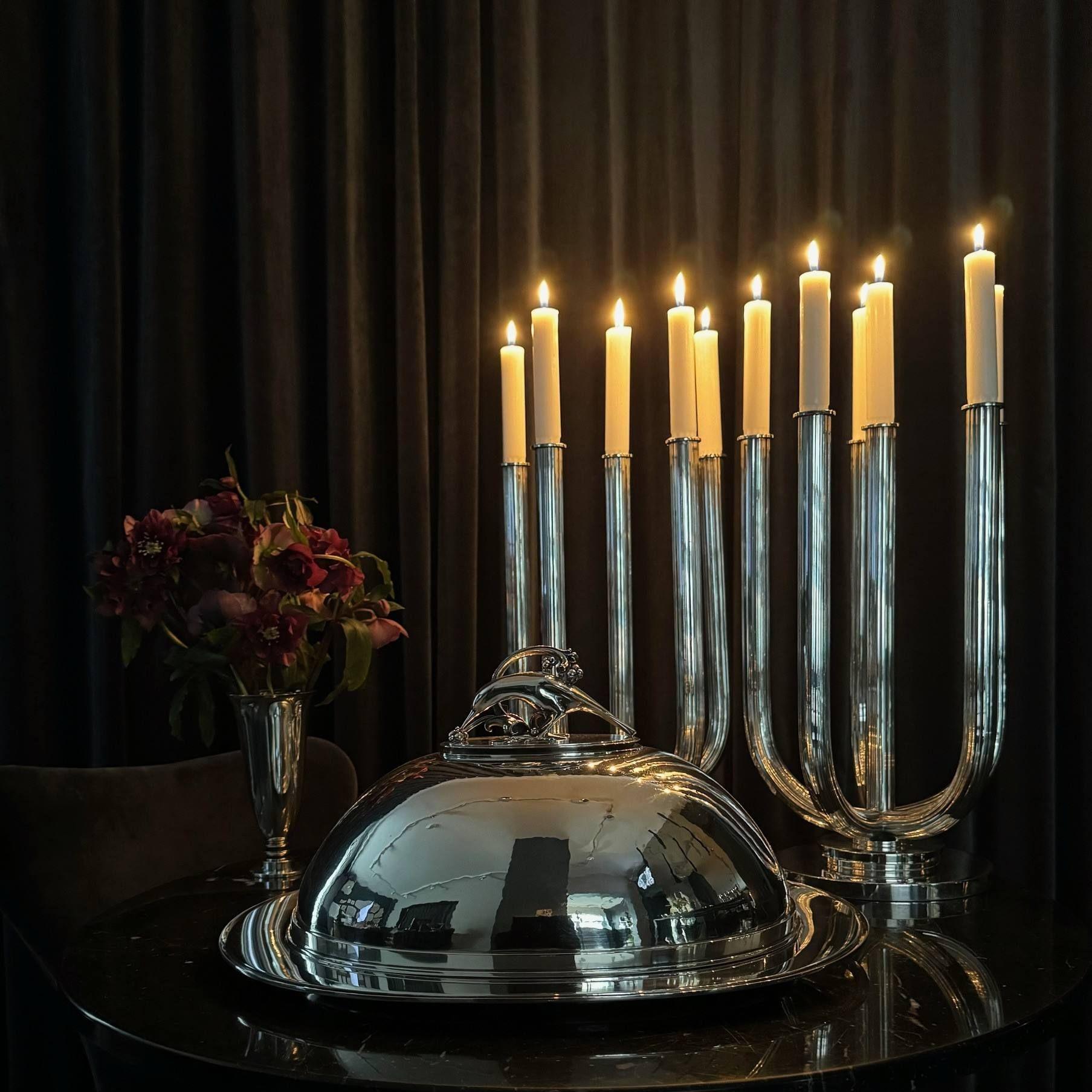 Danese Georg Jensen Piramide d'argento Art Deco con coperchio 600s in vendita