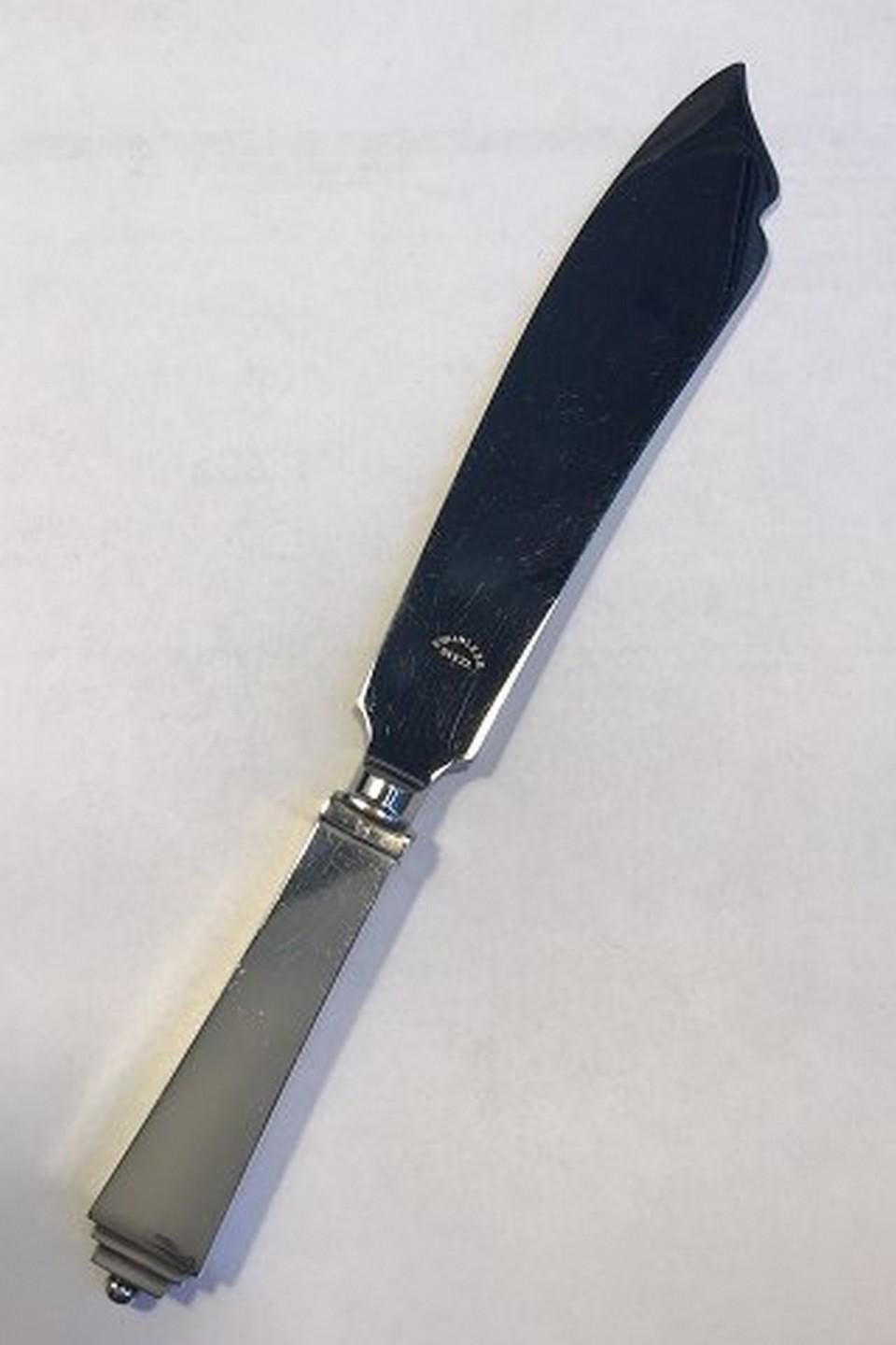 Art Deco Georg Jensen Sterling Silver Pyramid Cake Knife 'Old Style Blade' No 196 For Sale