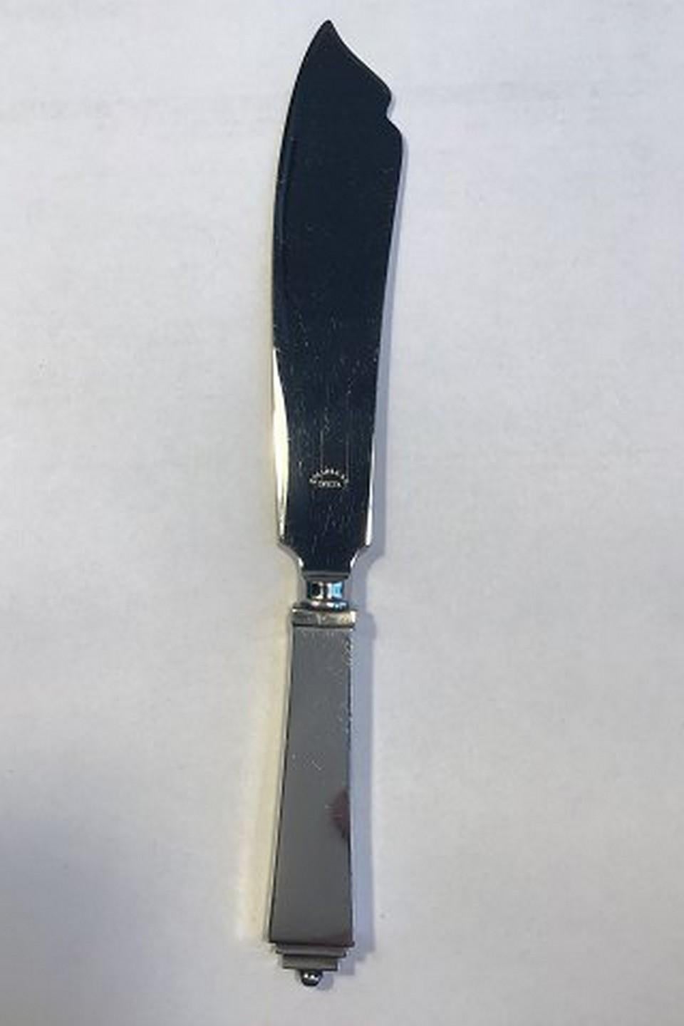 Danish Georg Jensen Sterling Silver Pyramid Cake Knife 'Old Style Blade' No 196 For Sale