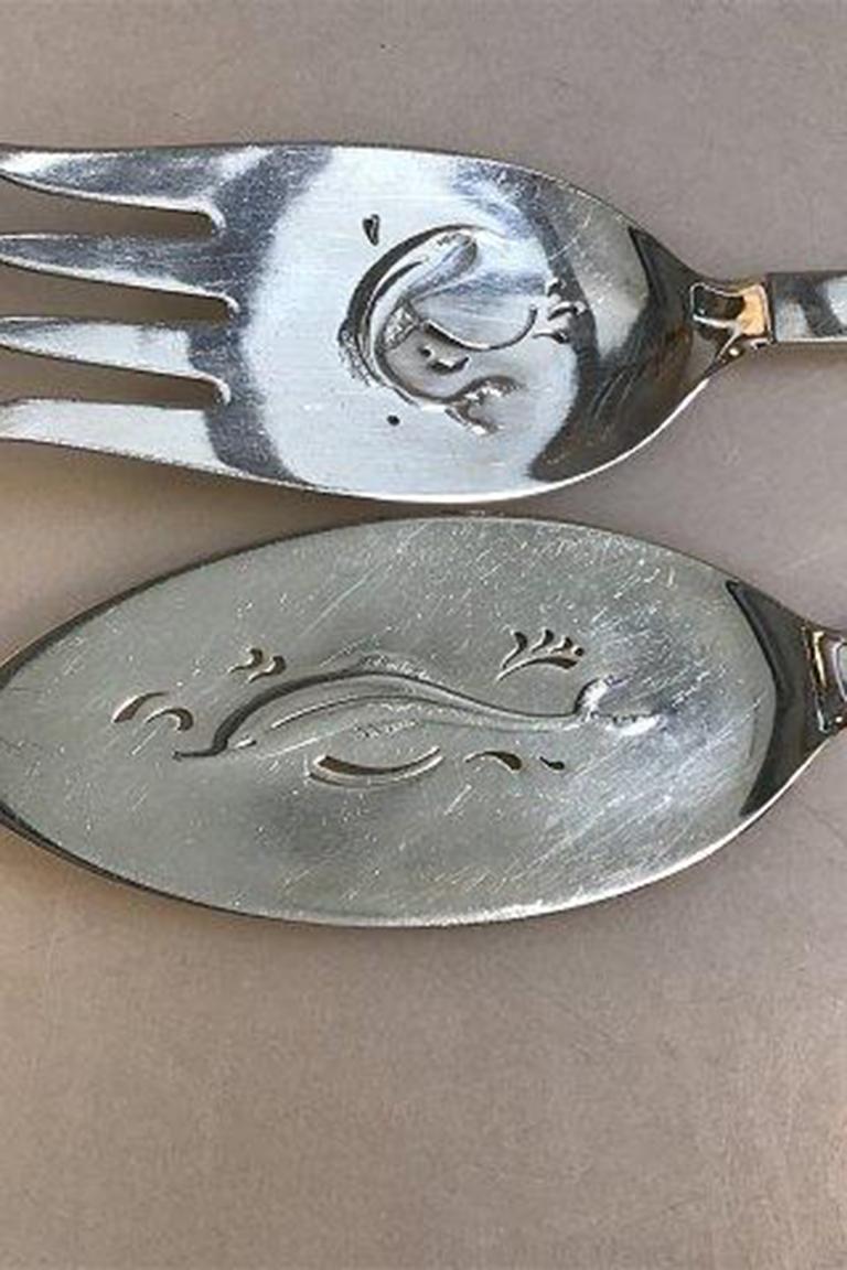 20th Century Georg Jensen Sterling Silver Pyramid Fish Serving Set For Sale