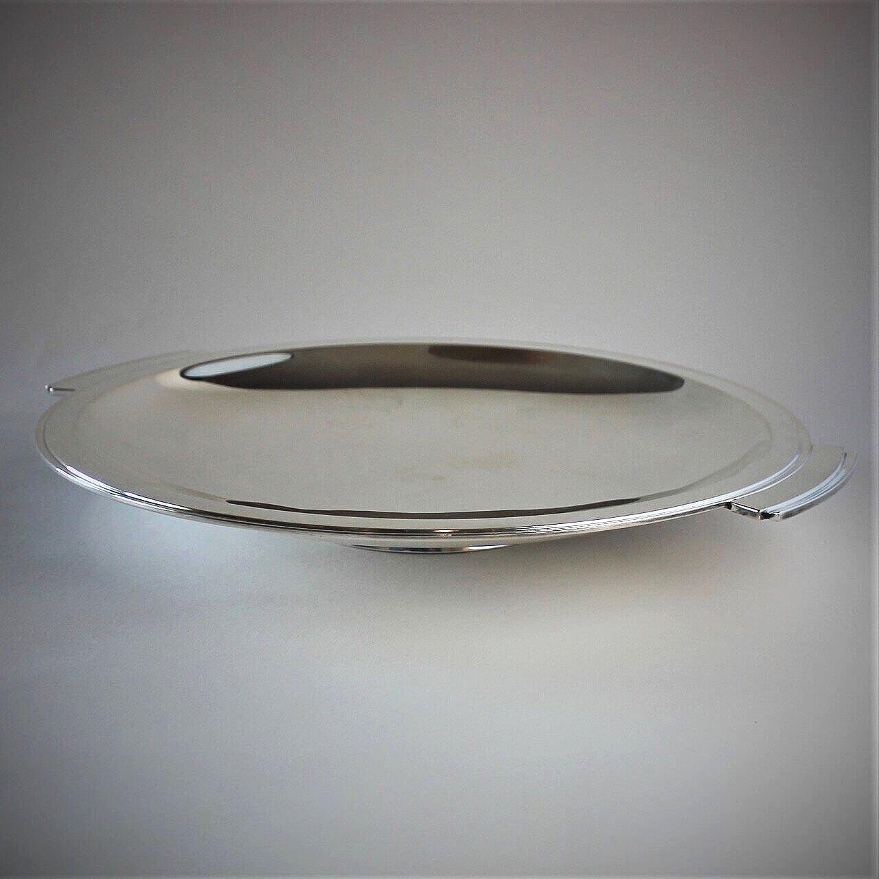 Art Deco Georg Jensen Sterling Silver Pyramid Large Handled Serving Dish, No.600D by Hara For Sale