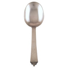 Georg Jensen Sterling Silver Pyramid Large Serving Spoon, 2 Pieces, in Stock