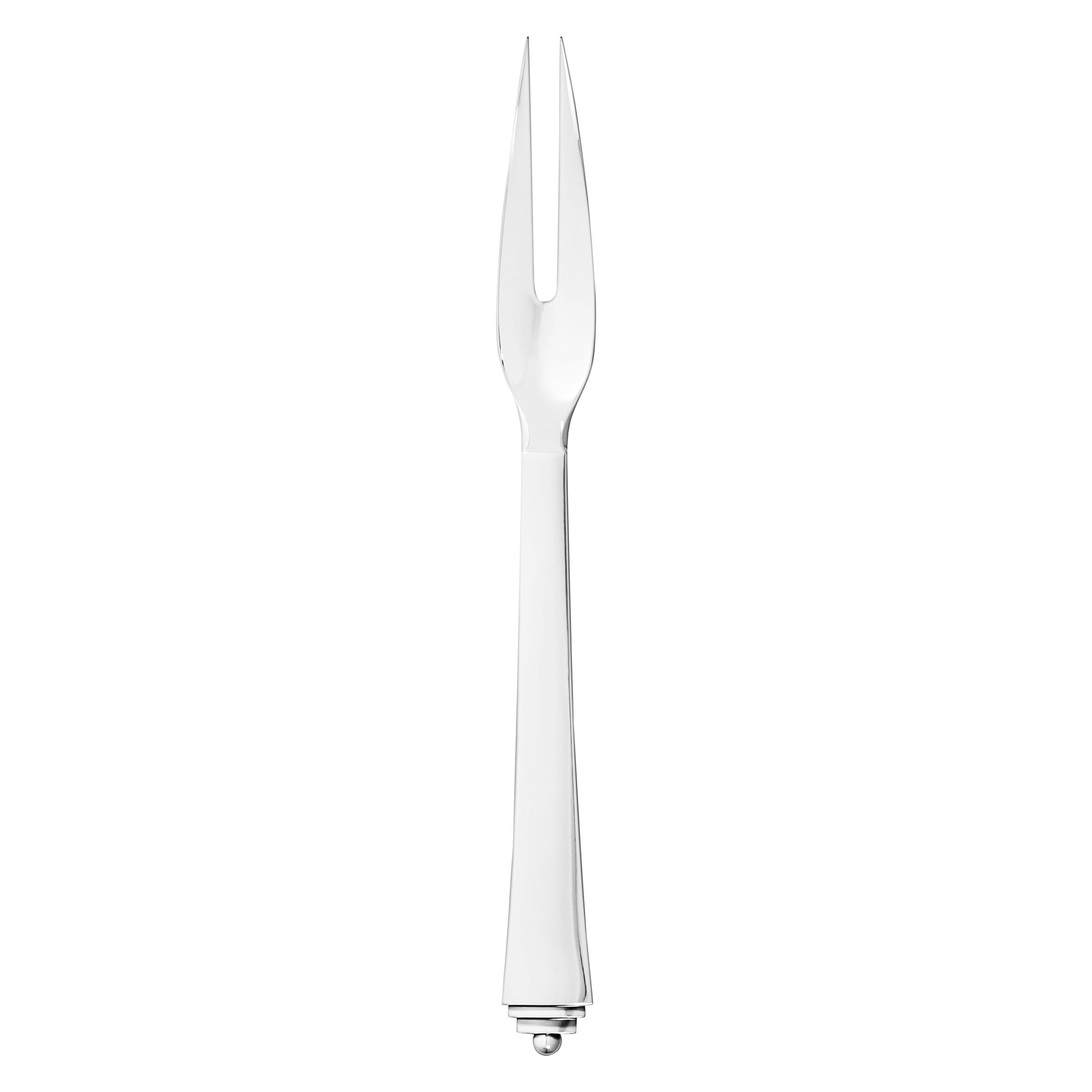 Georg Jensen Sterling Silver Pyramid Meat Fork with 2 Tines by Harald Nielsen For Sale