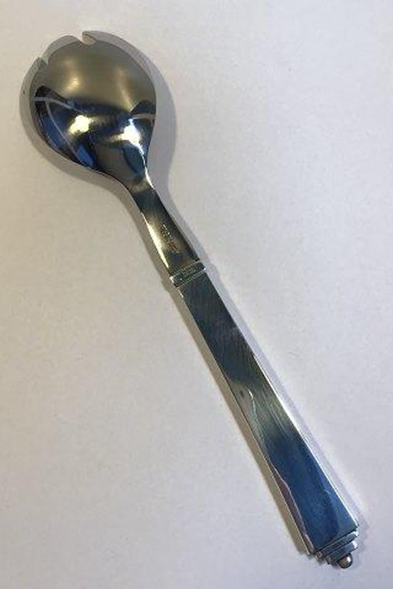 20th Century Georg Jensen Sterling Silver Pyramid Salad Fork No 132B For Sale