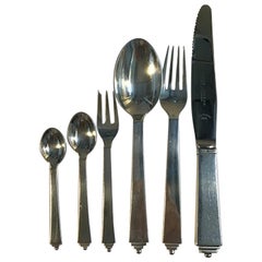 Georg Jensen Sterling Silver Pyramid Set for 12 people '72 Pieces'
