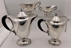 Antique Georg Jensen Sterling Silver Rare 4-Piece Tea & Coffee Set in Pattern 71