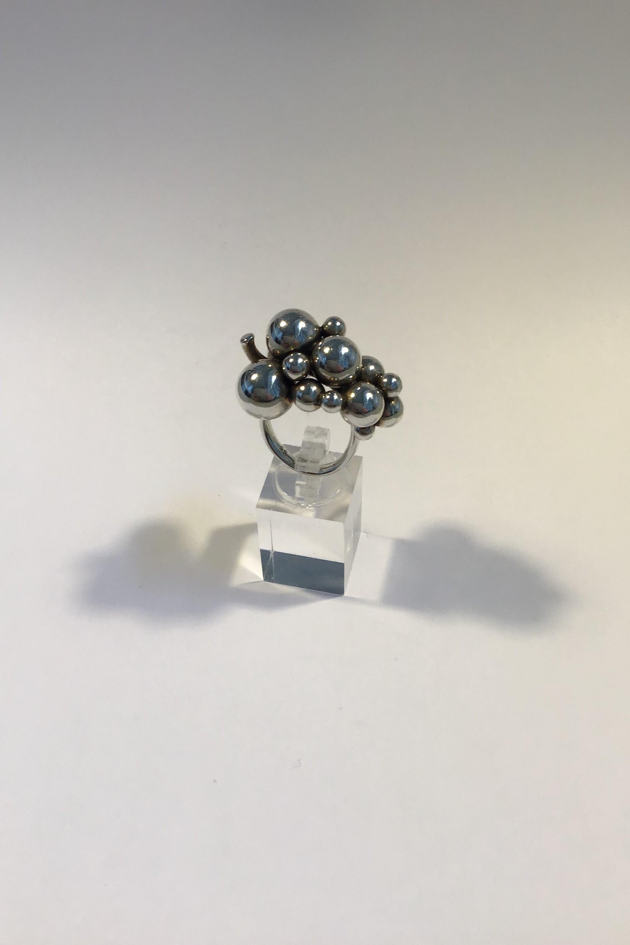 Modern Georg Jensen Sterling Silver Ring Moonlight Grapes