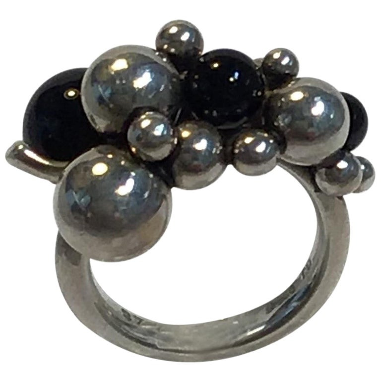Georg Jensen Sterling Silver Ring Moonlight Grapes Onyx, Small For Sale at  1stDibs