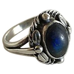 Georg Jensen Sterling Silver Ring No 1 with a Shimmering Blue Stone