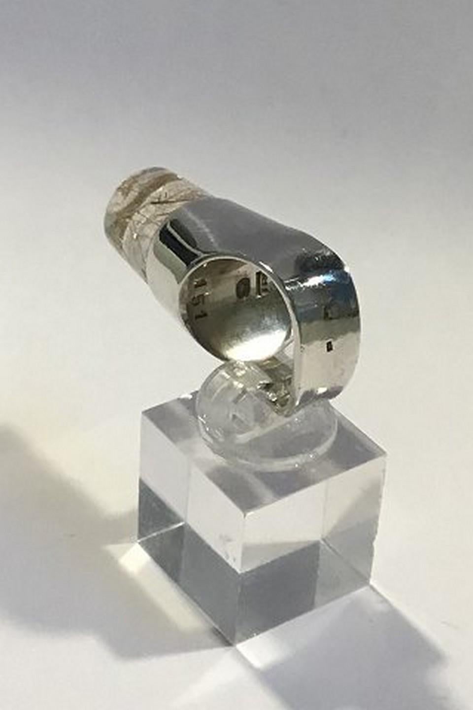 Georg Jensen Sterling Silver Ring No 151 with Rutile Quartz Torun Ring size 47/US 4 Weight 16.0 gr/0.56 oz