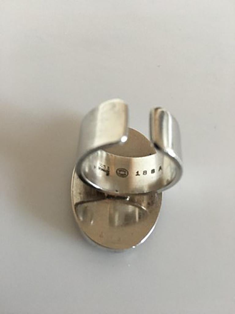 Georg Jensen Sterling Silver Ring No 188A with Coffee / Crème Colored Stone In New Condition For Sale In Copenhagen, DK