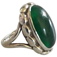 Georg Jensen Sterling Silver Ring No 19 with Clear Green Agate