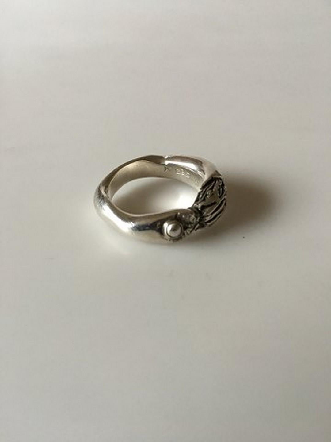 Modern Georg Jensen Sterling Silver Ring No. 363 by Ole Kortzau For Sale