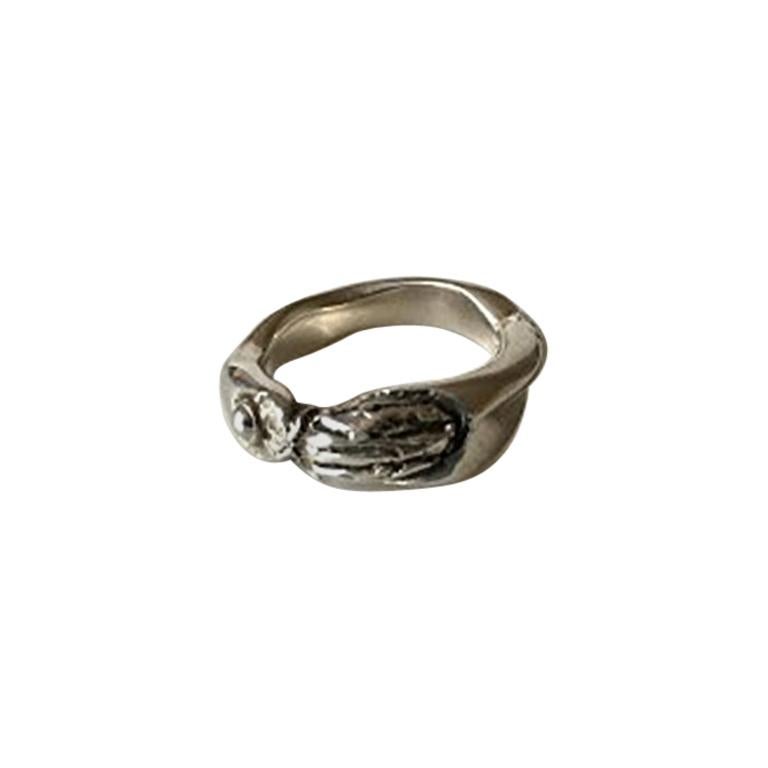 Georg Jensen Solid Silver Interlocking Double Curve Ring at 1stDibs