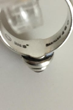 Georg Jensen Sterling Silver Ring No 46 Carat with Red Stone