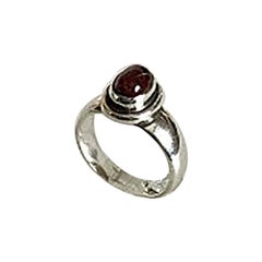 Georg Jensen Sterling Silver Ring No 46 Carat with Red Stone