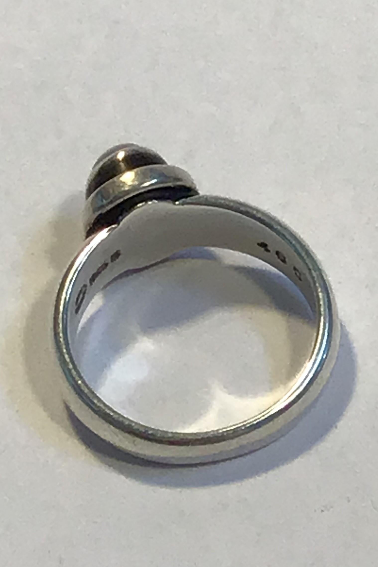 Georg Jensen Sterling Silver Ring No. 46 Moon Stone In Good Condition In Copenhagen, DK