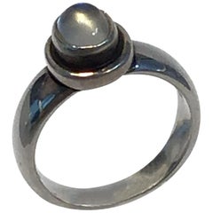 Vintage Georg Jensen Sterling Silver Ring No. 46 Moon Stone