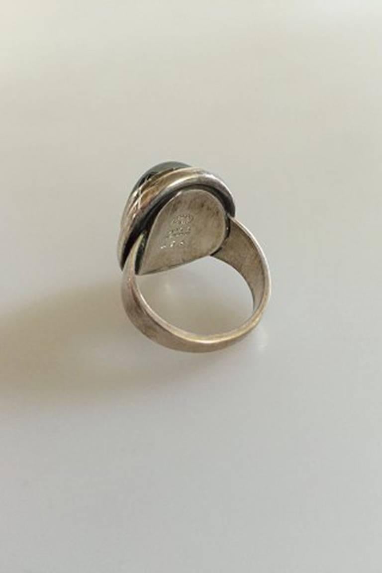 Art Nouveau Georg Jensen Sterling Silver Ring No 46A with Hematite