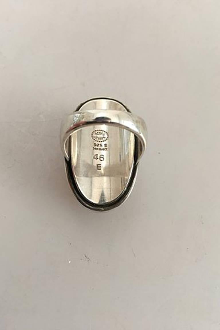 Georg Jensen Sterling Silver Ring No 46E Ornamented with Hematite In New Condition For Sale In Copenhagen, DK