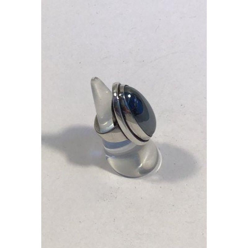 Georg Jensen Sterling Silver Ring No 46E Hematite 

Ring Size 47 / US 4. Weighs 23.8 g / 0.84 oz. Measures 3.5 cm / 1 3/8 in. x 2 cm / 0 25/32 in.
