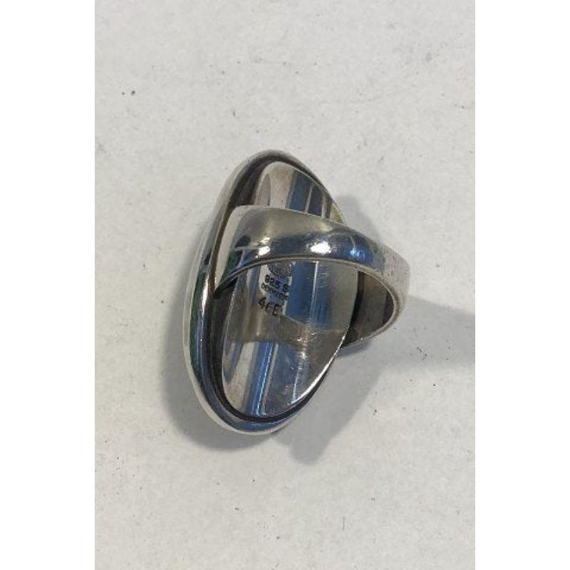 Georg Jensen Sterling Silver Ring No 46E with Hematite In Good Condition For Sale In Copenhagen, DK