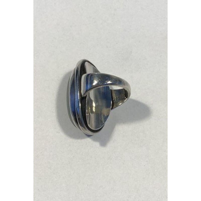 Women's Georg Jensen Sterling Silver Ring No 46E with Hematite For Sale